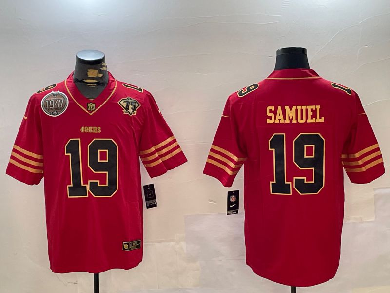 Men San Francisco 49ers #19 Samuel Red Gold 2024 Nike Limited NFL Jersey style 12301